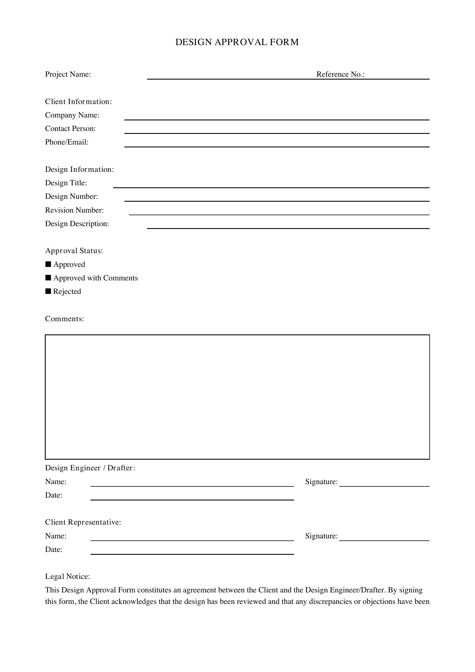 Design Approval Form Template - US