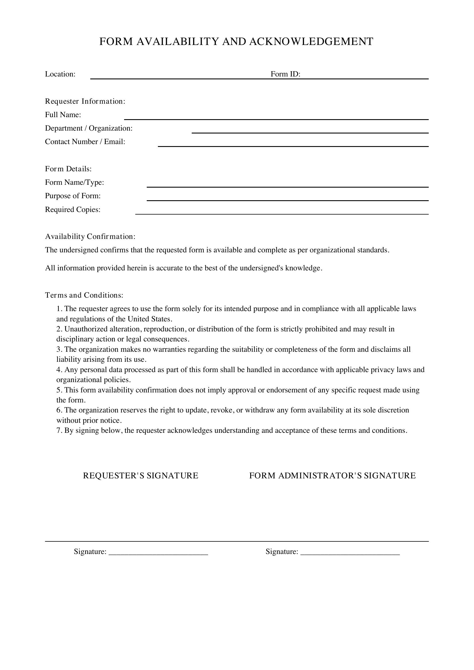 Form Availability Template - US
