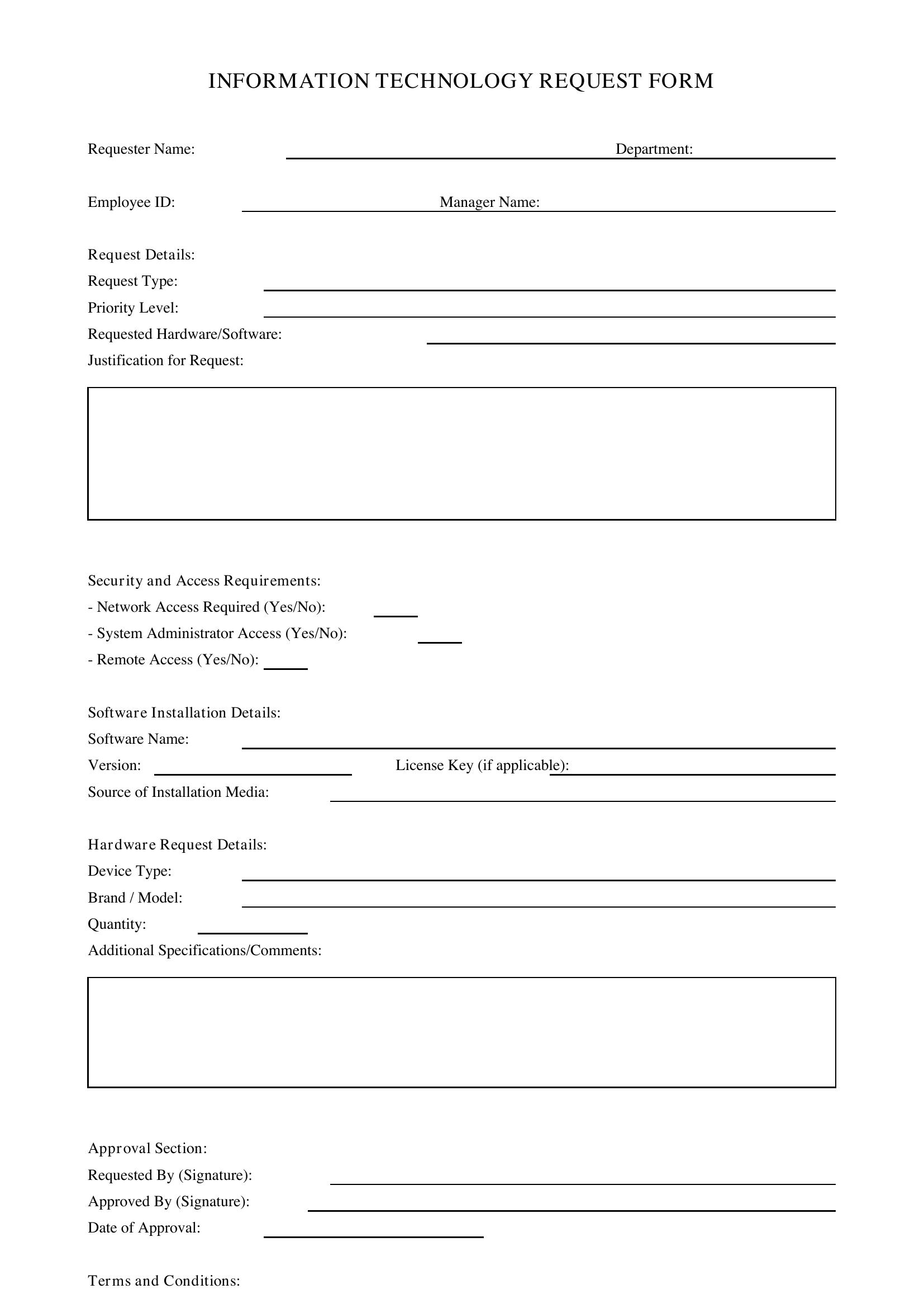 It Request Form Template - US